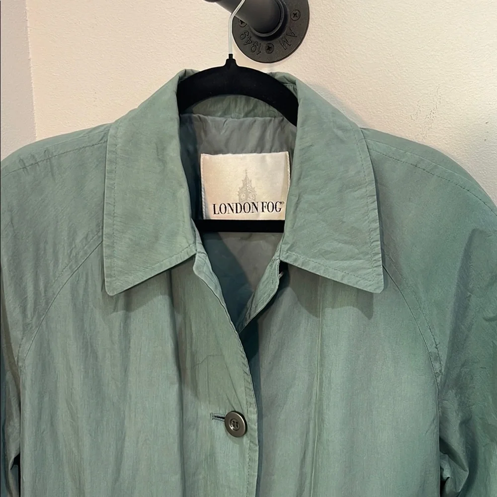 Vintage London Fog full length sagey green-blue trench coat - Picture 3 of 7
